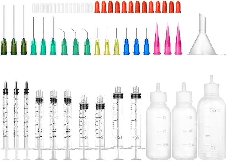 Glue Syringe Needle Tip Squeeze Bottles Set (1ml-50ml), 14G-22G Blunt Needle Tip with Caps, Precision Glue Applicator for Oil, Ink and Art Crafts - Image 1
