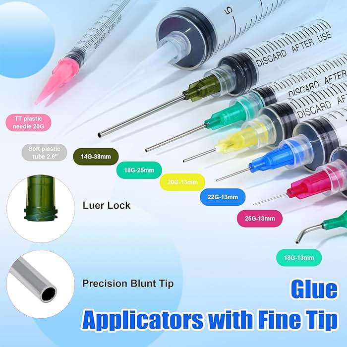 Glue Syringe Needle Tip Squeeze Bottles Set (1ml-50ml), 14G-22G Blunt Needle Tip with Caps, Precision Glue Applicator for Oil, Ink and Art Crafts - Image 3