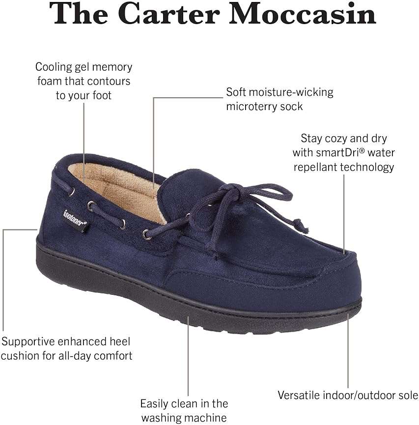isotoner Men's Indoor/Outdoor Water Repellent Boater Moccasins and Clogs With Memory Foam Comfort - Image 3