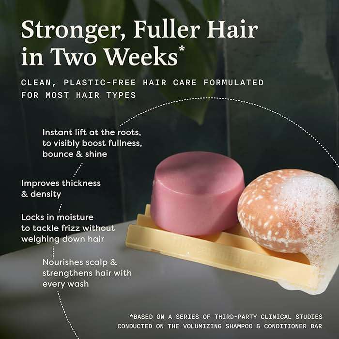 The Earthling Co. Volumizing Shampoo & Conditioner Bar Set For Thickening, Fullness, Strength, and Growth - Sulfate, SIlicone, Paraben Free for Thin, Flat, Fine Hair - Made in USA (Vanilla Coconut) - Image 3