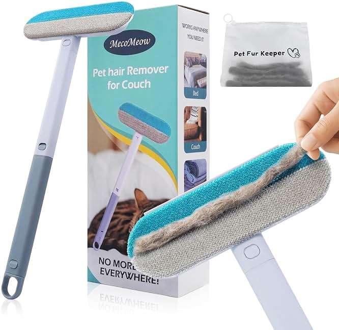 MecoMeow Pet Hair Removal Brush for Couch, Durable, Reusable, Washable Lint Cleaner for Dog and Cat Hair, Gentle on Furniture, Effective on Carpets, Clothing, Bedding-Basic - Image 1