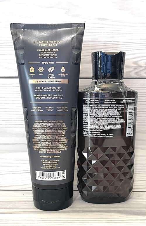Bath & Body Works Vanilla Noir Men's 3-in-1 Hair, Face & Body Wash and Body Cream 2 Piece Set - Image 2