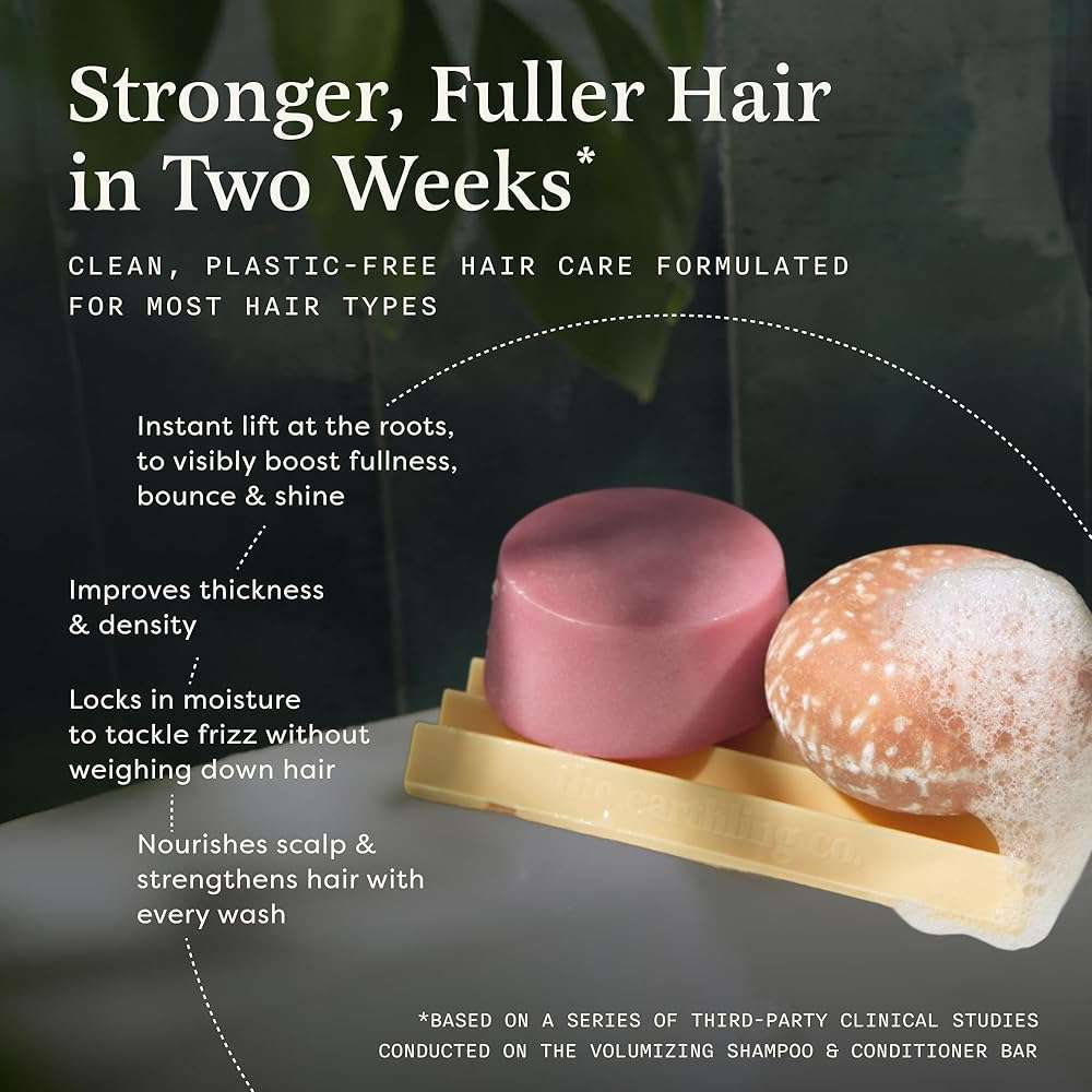The Earthling Co. Volumizing Shampoo & Conditioner Bar Set For Thickening, Fullness, Strength, and Growth - Sulfate, SIlicone, Paraben Free for Thinning, Flat, Fine Hair - Made in USA (Wild Lavender) - Image 2