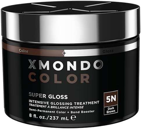 XMONDO Color 5N Dark Brown Color Depositing Mask & Glossing Treatment Infused with Bond Boosters for Nourishment, Revitalize & Repair, Vegan Formula, 8 Fl Oz - Image 1