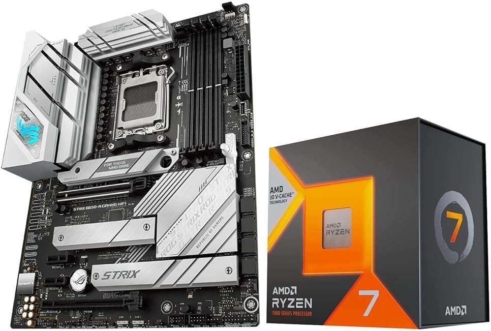 Micro Center CPU Motherboard Kit AMD Ryzen 7 7800X3D Unlocked Desktop Processor with ASUS ROG Strix B650-A Gaming WiFi 6E AM5 Gaming Motherboard - Image 1