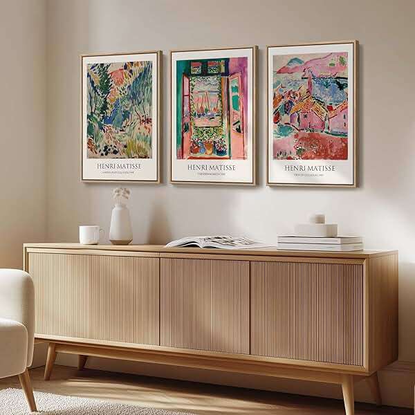 Framed Vintage Matisse Wall Art, Large Set of 3 Piece Colorful Canvas Artwork for Walls, Matisse Retro Landscape Paintings Prints Pictures for Living Room Bedroom Hallway Office Wall Decor 16x24 - Image 2