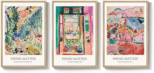 Framed Vintage Matisse Wall Art, Large Set of 3 Piece Colorful Canvas Artwork for Walls, Matisse Retro Landscape Paintings Prints Pictures for Living Room Bedroom Hallway Office Wall Decor 16x24 - Image 9