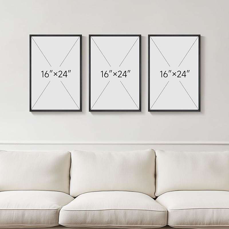 3D Textured Framed Abstract Wall Art, 3 Piece Modern Paintings Artwork for Walls, Black White Brown Geometric Sandstone Texture Pictures for Living Room Dining Room Bedroom Office Wall Decor 16x24 In - Image 3