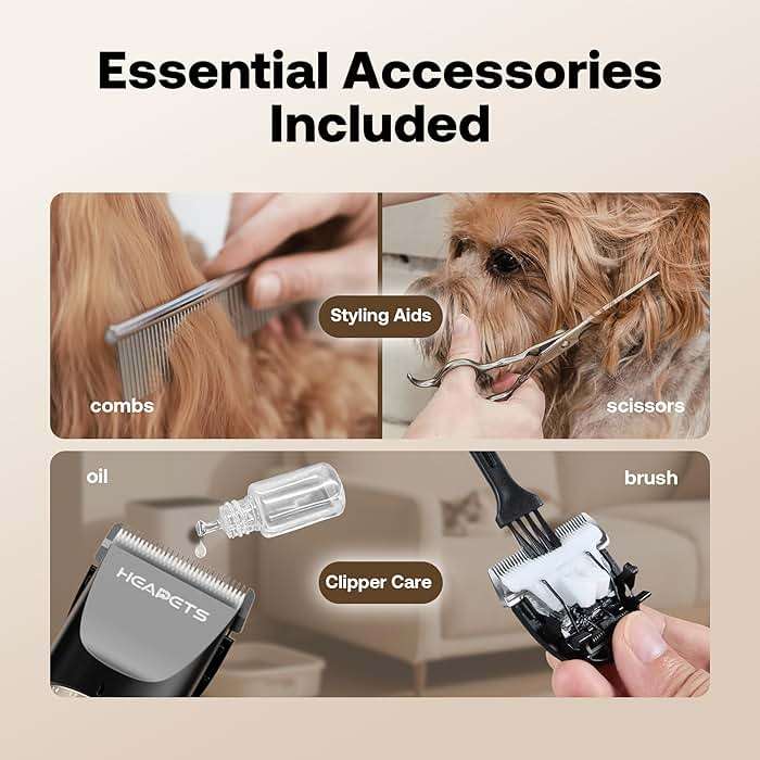 HEAPETS Dog Hair Clippers for Grooming Kit and Dog Paw Trimmer Nail Grinder for Grooming, Low Noise Rechargeable Cordless, Shaver Grooming Supplies for Pet Cats Dogs (Black, White) - Image 8