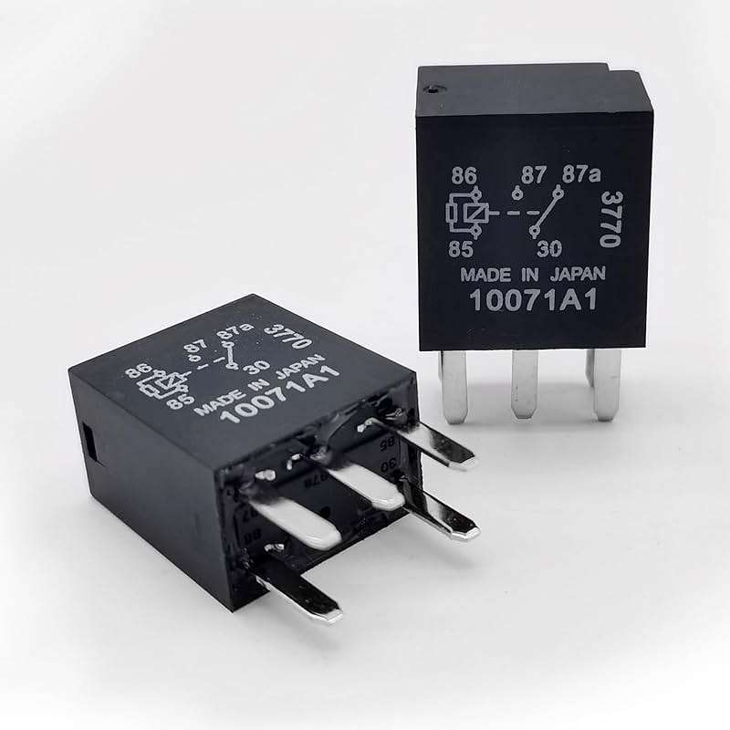 Tesnaao 2 PCS Automotive Fuel Pump Relay, 12V Direct Plug Power Relay, 0.98" x 0.86" Five-Pin Multipurpose Relay, Universal for Most Cars (Black) - Image 1