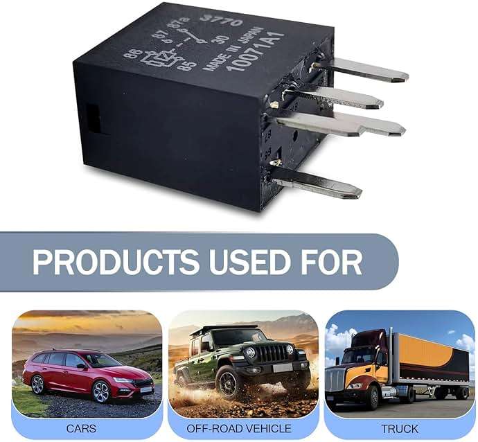 Tesnaao 2 PCS Automotive Fuel Pump Relay, 12V Direct Plug Power Relay, 0.98" x 0.86" Five-Pin Multipurpose Relay, Universal for Most Cars (Black) - Image 4