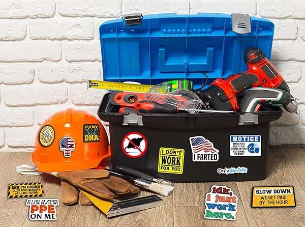 173 PCS Hard Hat Stickers for Adults - Funny (Dirty) for Water Bottle, Laptop, Helmet, Cars, Tool Box, Cars - Blue Collar Stickers for Men, Waterproof - Image 2
