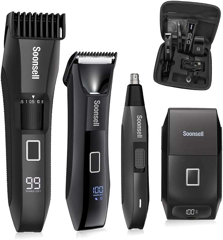 Soonsell Manscape Beard Trimmer for Men,Body Hair Trimmer for Men,4 IN1 Men's Grooming Kit,LED Display,Waterproof,Wet/Dry Trimmer - Image 1
