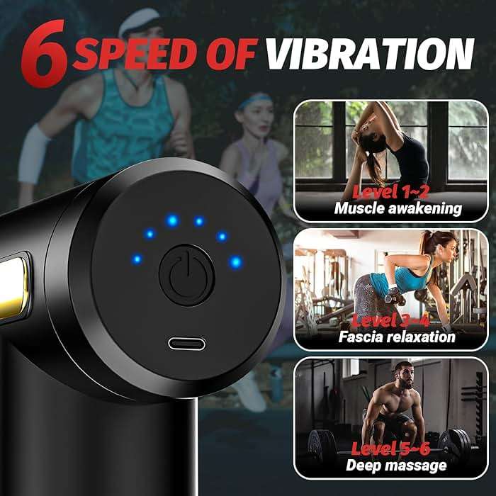 Brantefa Massage Gun, Small Travel Tool, Massage Gun Deep Tissue,Percussion Handheld Portable Muscle Massager Tool for Full Body Pain Relief, Ideal Gifts for Men, Women(Black) - Image 2