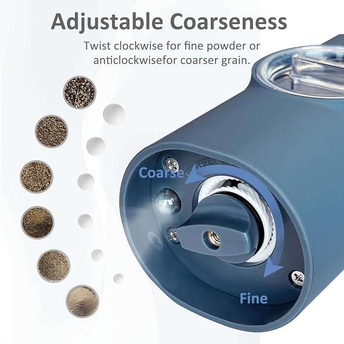 SAKAMOSH Electric Salt and Pepper Grinder Set, Rechargeable,Adjustable Coarseness with LED Light, Electric Salt and Pepper Shakers Refillable(2 Packs, Blue) - Image 4
