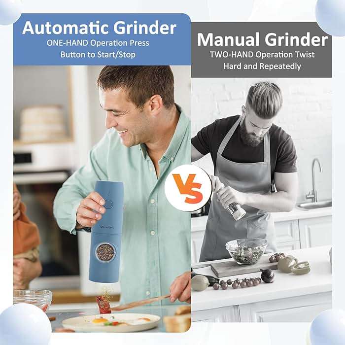 SAKAMOSH Electric Salt and Pepper Grinder Set, Rechargeable,Adjustable Coarseness with LED Light, Electric Salt and Pepper Shakers Refillable(2 Packs, Blue) - Image 6