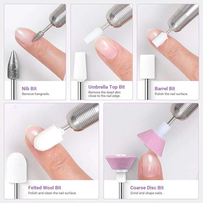 MelodySusie 21pcs Nail Drill Bit Set with Portable Holder Case, 3/32'' Ceramic Diamond Carbide Acrylic Gel Nail Art Tool Kit, Cuticle Remover Bit for Acrylic Dip Powder, Manicure Pedicure, Salon Home - Image 6