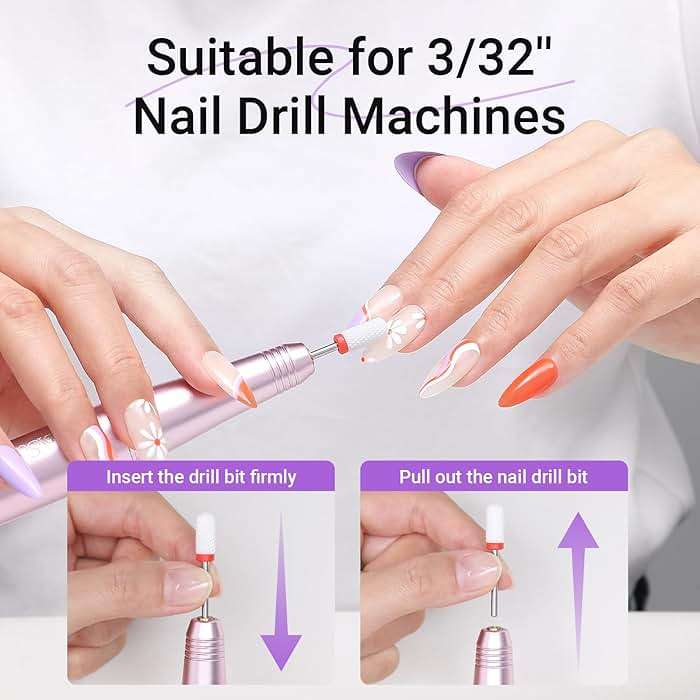 MelodySusie 21pcs Nail Drill Bit Set with Portable Holder Case, 3/32'' Ceramic Diamond Carbide Acrylic Gel Nail Art Tool Kit, Cuticle Remover Bit for Acrylic Dip Powder, Manicure Pedicure, Salon Home - Image 9