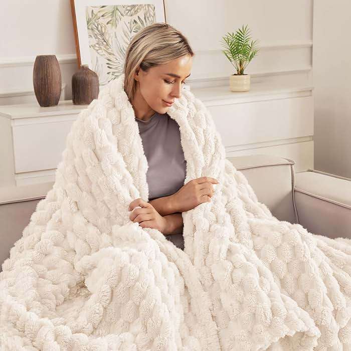 Whale Flotilla Fleece Throw Blanket for Couch or Bed, Luxury Super Soft Lightweight Summer Blanket, 3D Jacquard Cozy Fluffy Plush Decorative Sofa Chair Blanket for Mom Dad, 50x60 Inch, Ivory - Image 2