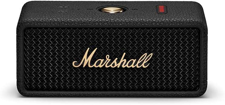 Marshall Emberton III Portable Bluetooth Speaker - Rugged Waterproof/Dust-Proof Design | Loud Stereo Sound, Deep Bass | Compact and Wireless for Travel and Outdoors - Black and Brass - Image 1