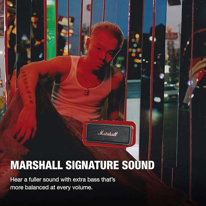 Marshall Emberton III Portable Bluetooth Speaker - Rugged Waterproof/Dust-Proof Design | Loud Stereo Sound, Deep Bass | Compact and Wireless for Travel and Outdoors - Black and Brass - Image 2
