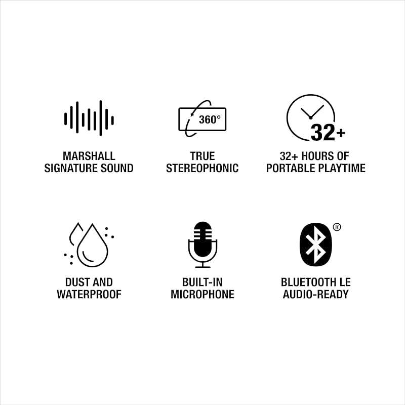 Marshall Emberton III Portable Bluetooth Speaker - Rugged Waterproof/Dust-Proof Design | Loud Stereo Sound, Deep Bass | Compact and Wireless for Travel and Outdoors - Black and Brass - Image 12