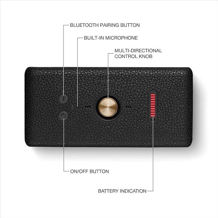 Marshall Emberton III Portable Bluetooth Speaker - Rugged Waterproof/Dust-Proof Design | Loud Stereo Sound, Deep Bass | Compact and Wireless for Travel and Outdoors - Black and Brass - Image 6