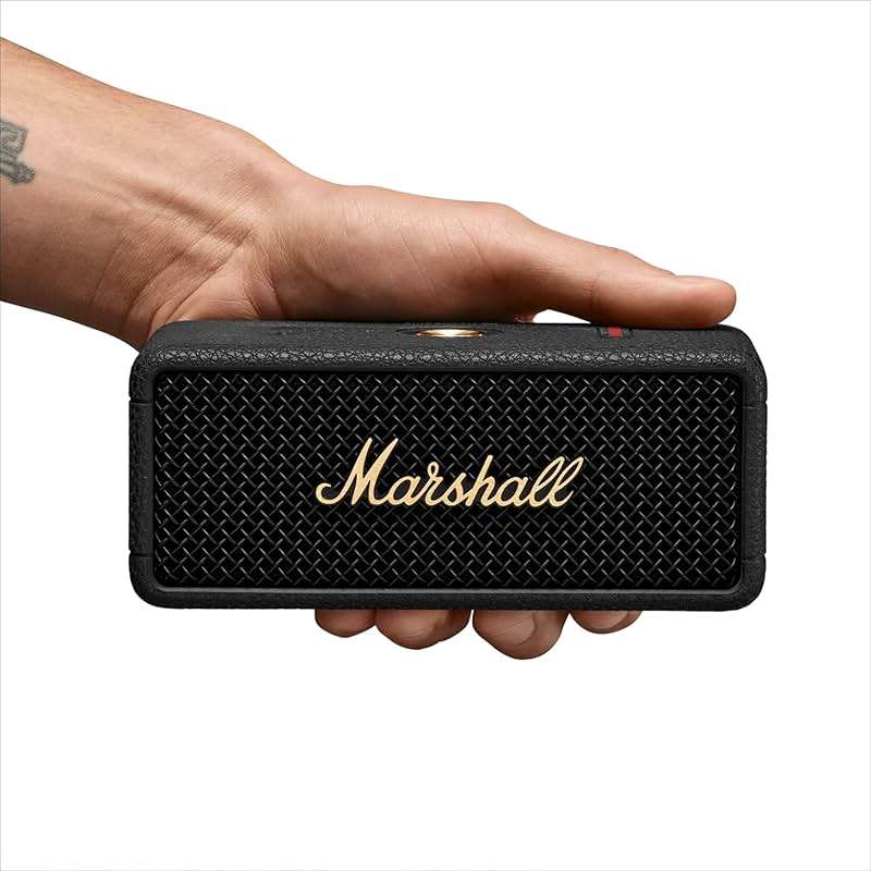 Marshall Emberton III Portable Bluetooth Speaker - Rugged Waterproof/Dust-Proof Design | Loud Stereo Sound, Deep Bass | Compact and Wireless for Travel and Outdoors - Black and Brass - Image 8