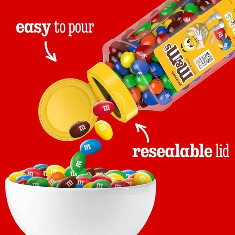 M&M's Peanut Candy Jars, Assorted Chocolate Candies, Party Size Bulk, Movie Night Treats, Buffet Chocolates, Resealable and Recyclable, 23 Ounces Each, Pack of 2 - Image 4