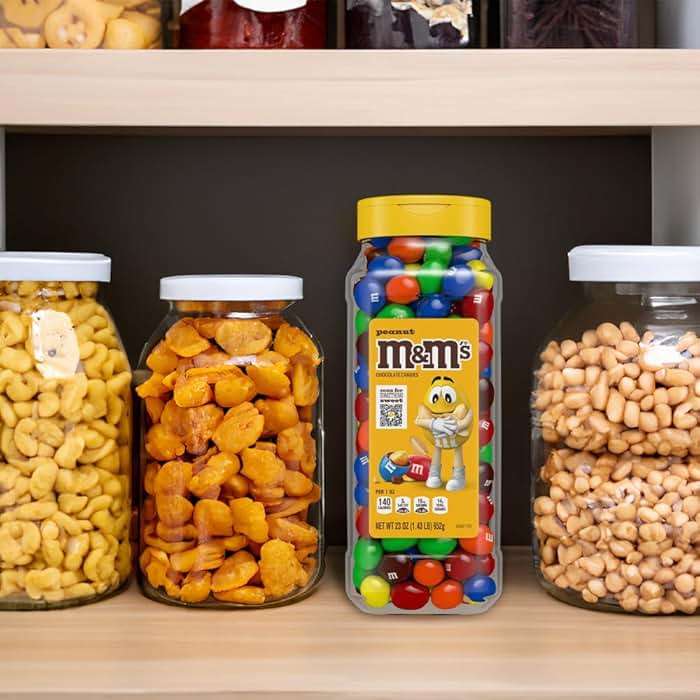 M&M's Peanut Candy Jars, Assorted Chocolate Candies, Party Size Bulk, Movie Night Treats, Buffet Chocolates, Resealable and Recyclable, 23 Ounces Each, Pack of 2 - Image 5