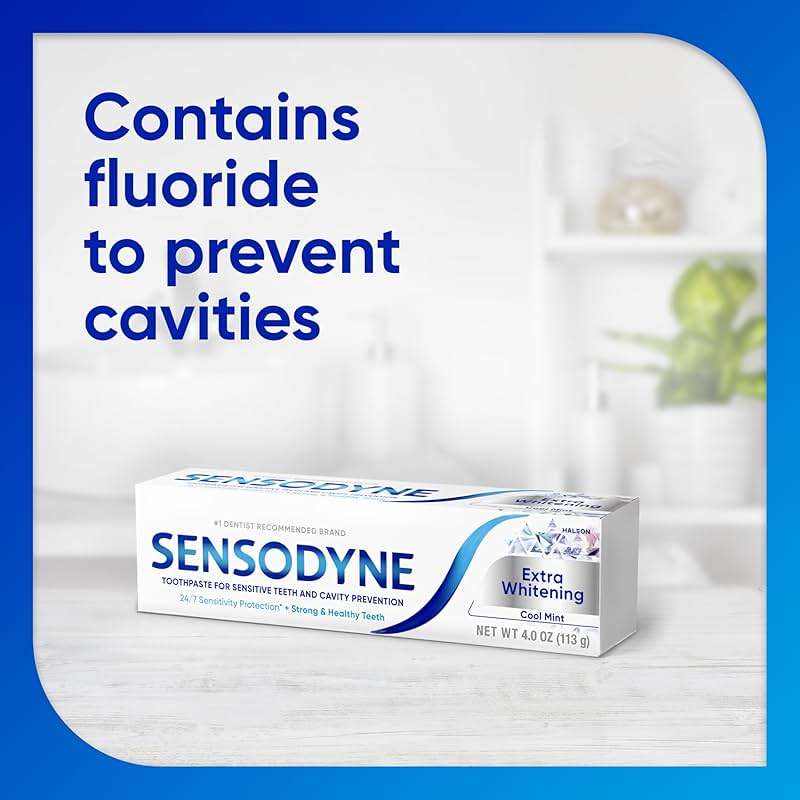 Sensodyne Extra Whitening Sensitive Teeth and Cavity Prevention Whitening Toothpaste, Amazon Exclusive, Cool Mint, Amazon Exclusive- 4 Ounces (Pack of 4) - Image 2