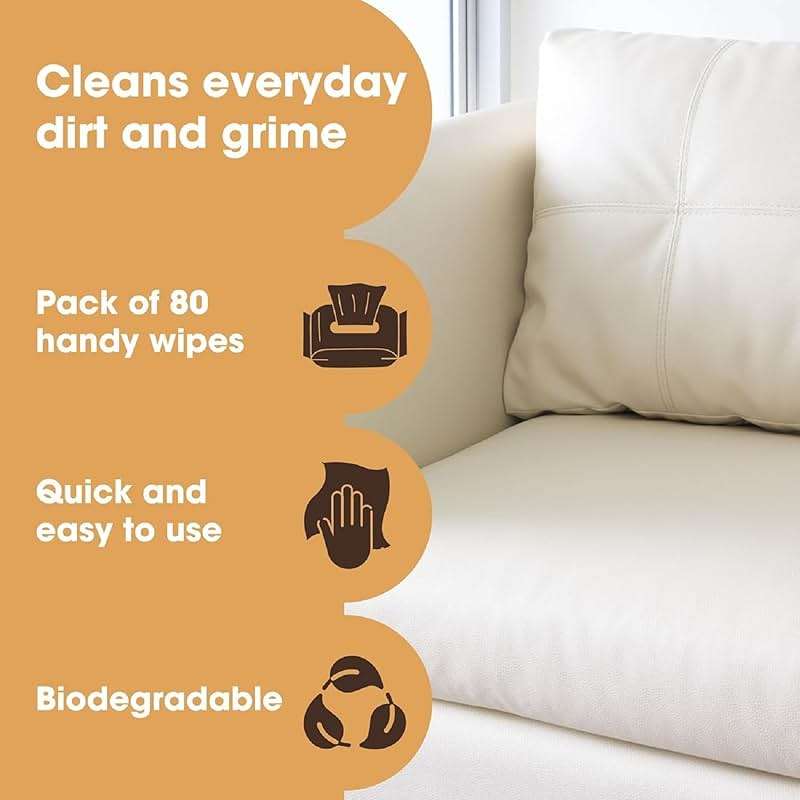 Furniture Clinic Leather Cleaning Wipes | 80 Count | 4-in-1 Clean, Nourish, Condition, & Restore Leather & Vinyl Furniture, Handbags, Jackets, Car Seats, Interiors & More | Residue & Streak-Free - Image 2