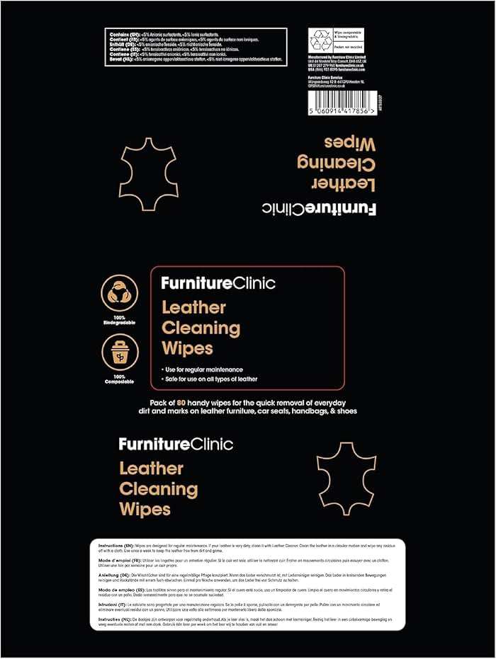 Furniture Clinic Leather Cleaning Wipes | 80 Count | 4-in-1 Clean, Nourish, Condition, & Restore Leather & Vinyl Furniture, Handbags, Jackets, Car Seats, Interiors & More | Residue & Streak-Free - Image 7
