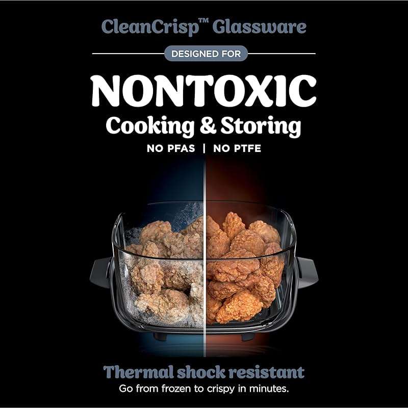 Ninja Crispi 4 in 1 Glass Air Fryer, 450°F, Non Toxic, 4QT and 6 Cup Containers with Lids, Dishwasher Safe, Cyberspace Gray, 1 Count, FN101GY - Image 5