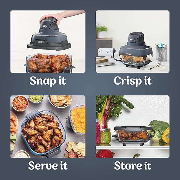 Ninja Crispi 4 in 1 Glass Air Fryer, 450°F, Non Toxic, 4QT and 6 Cup Containers with Lids, Dishwasher Safe, Cyberspace Gray, 1 Count, FN101GY - Image 8