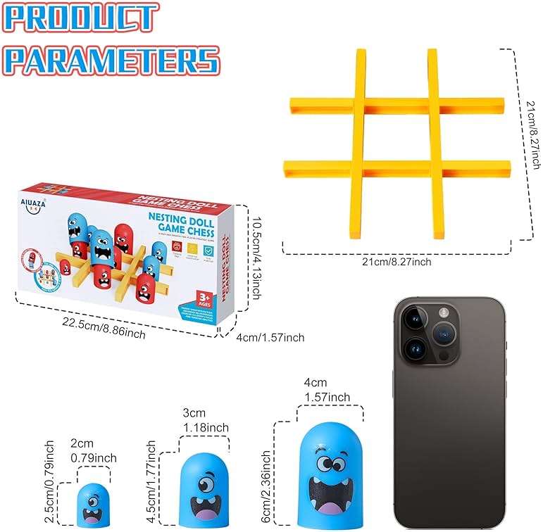 AIUAZA Tic Tac Toe Strategic Board Game for Kids and Family,Party Tabletop Games, Strategy Head to Head Games,Friendly Educational Board Game, Suitable Party 2 Players Toys (1PC) - Image 3