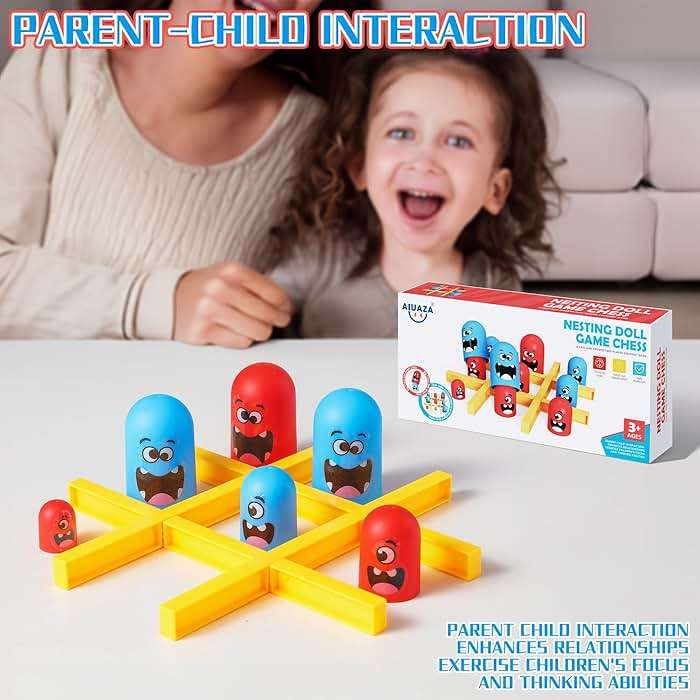 AIUAZA Tic Tac Toe Strategic Board Game for Kids and Family,Party Tabletop Games, Strategy Head to Head Games,Friendly Educational Board Game, Suitable Party 2 Players Toys (1PC) - Image 4