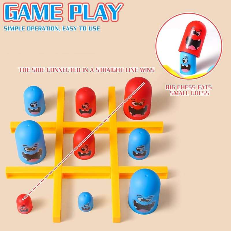 AIUAZA Tic Tac Toe Strategic Board Game for Kids and Family,Party Tabletop Games, Strategy Head to Head Games,Friendly Educational Board Game, Suitable Party 2 Players Toys (1PC) - Image 6