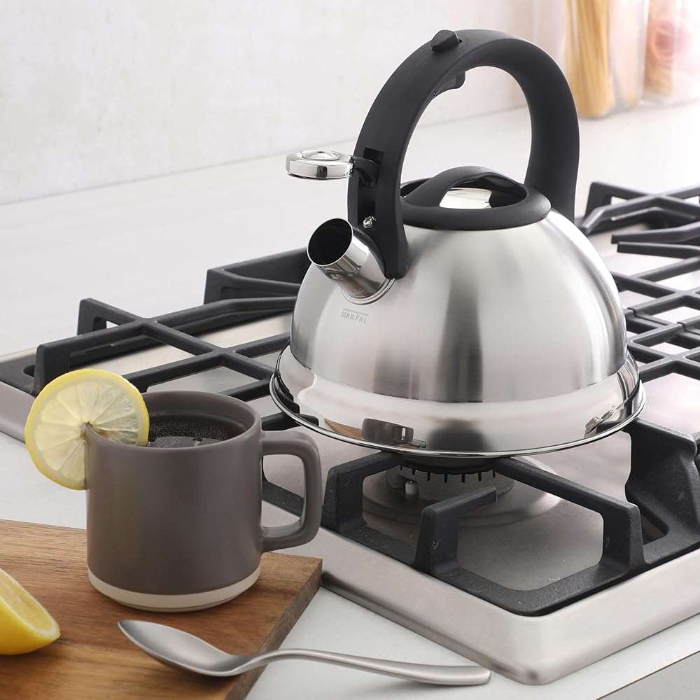Mr. Coffee Hartbay 2.4 Quart Whistling Tea Kettle, Large Stainless Steel Stovetop Kettle, Durable Fast-Boil Tea Pot - Image 3
