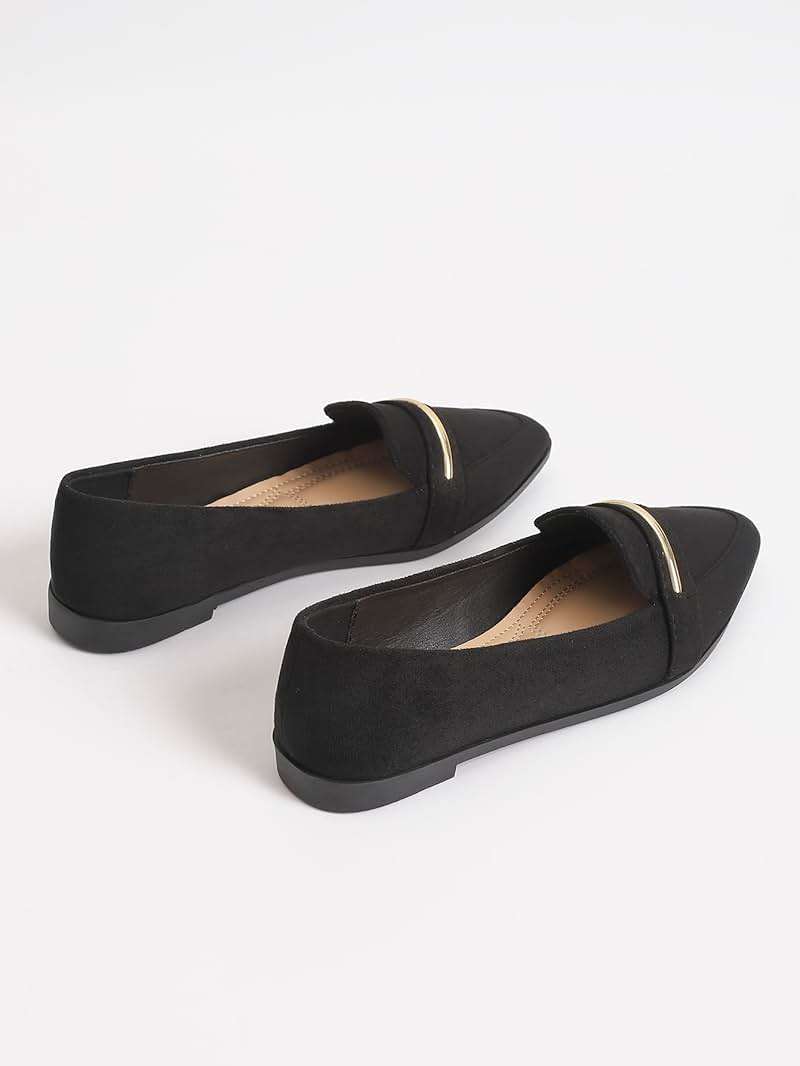 qibusleen Comfortable Leather Suede Slip On Loafer Flats for Women Casual Work Flat Shoes Women's Pointed Toe Penny Loafers Office Driving Ballet Flats - Image 6