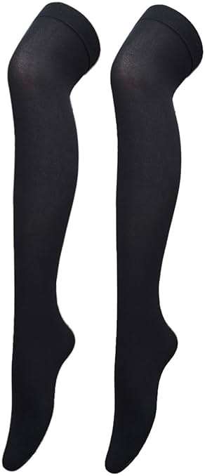 Bestjybt Women's Opaque Stretchy Nylon Over Knee Thigh High Stockings Knee High Costume Boot Socks for Daily Wear Cosplay - Image 1