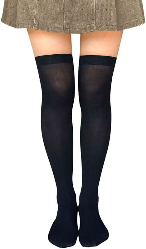 Bestjybt Women's Opaque Stretchy Nylon Over Knee Thigh High Stockings Knee High Costume Boot Socks for Daily Wear Cosplay - Image 5