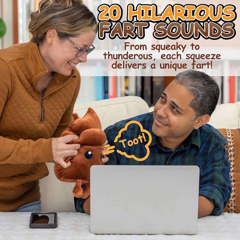 Twiddler Toys Poop Emoji Fart Noise Maker - Large 11” Plush Pillow Toy with 20 Hilarious Farting Sounds - Funny Gag Gift for Friends and Coworkers - Image 2