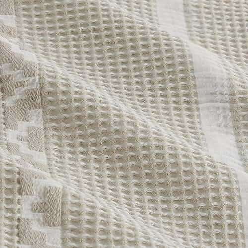 Bedsure Waffle Queen Comforter Set - Linen Soft Cotton Bedding Set for All Seasons, Stripe Fluffy Bed Set 3 Pieces with 1 Waffle Weave Comforter Queen Size and 2 Pillow Shams - Image 9