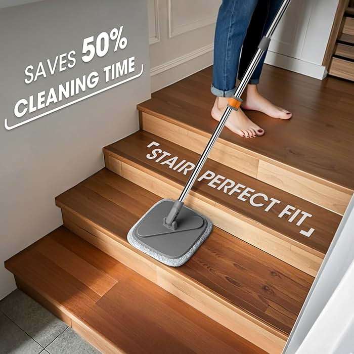 Mop and Bucket Set, Spin Mop with Separate Dirty Water System, Deep-Cleaning Mops for Floors, Versatile Mops for Walls - Image 7