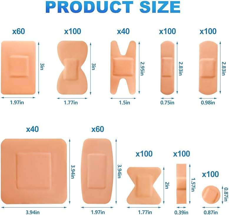 Bandages Variety Pack - 800 Pcs Assorted Bandages Bulk, Large Adhesive Fingertip Bandage, Waterproof Bandage Breathable for First Aid and Protect Wounds (10 Styles) - Image 2