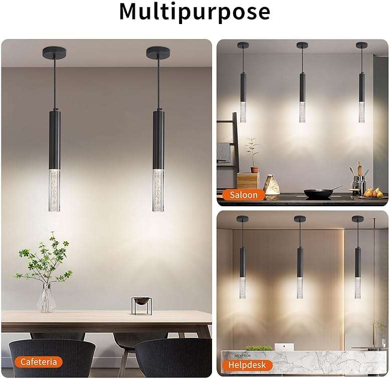 Daoseolo 3 Pack Pendant Lights Kitchen Island, LED Bubble Acrylic Island Lighting Fixtures, 3 Color 3000K/4500K/6500K, Modern Cylinder Ceiling Hanging Light for Bedroom, Bar, Dining Room, Bathroom - Image 6