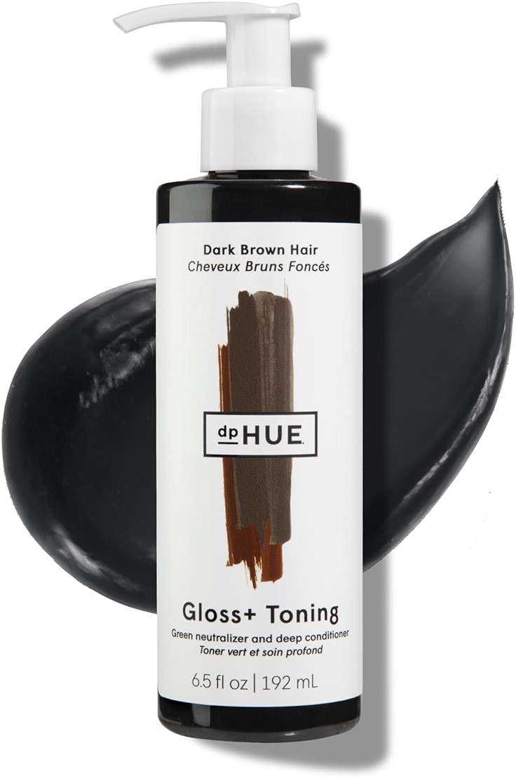 dpHUE Gloss+ Toning, Green - Deep Condition & Neutralize Brass - For Dark Hair, Red Warmth, Dark Brown - Anti-Brass Treatment, Hair Conditioner - Vegan, Leaping Bunny - 6.5 oz - Image 1