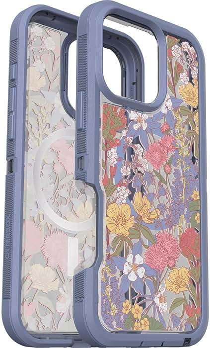 OtterBox iPhone 16 Pro Max Defender Series XT Clear Case - Floral Purple - Tough, Rugged & Durable iPhone Case, Snaps on MagSafe, Pressure-Fitted Dual-Layer iPhone Case - Image 3