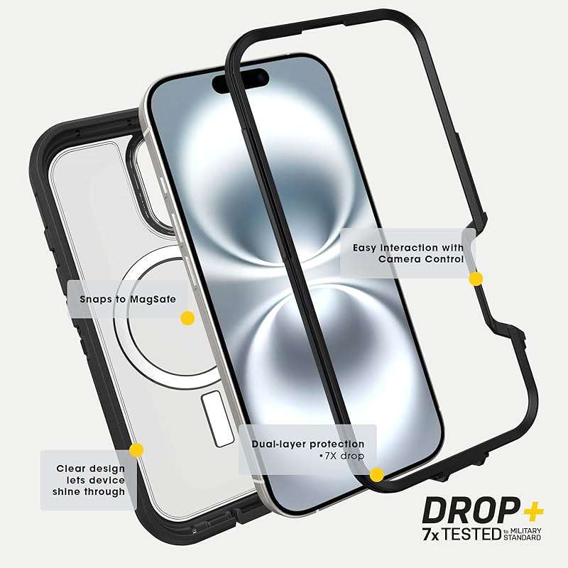 OtterBox iPhone 16 Pro Max Defender Series XT Clear Case - Floral Purple - Tough, Rugged & Durable iPhone Case, Snaps on MagSafe, Pressure-Fitted Dual-Layer iPhone Case - Image 6